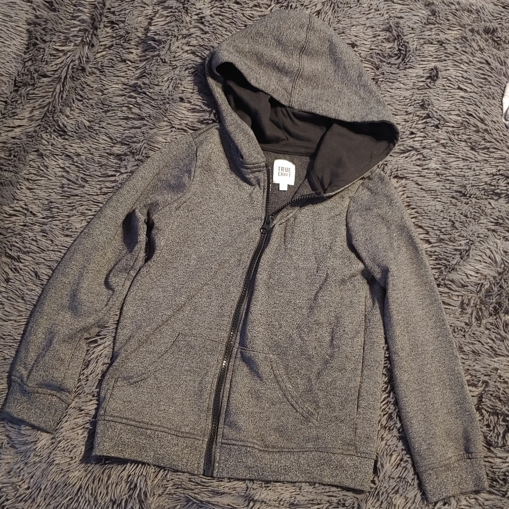 Hooded Kids Grey Zip Up Coat